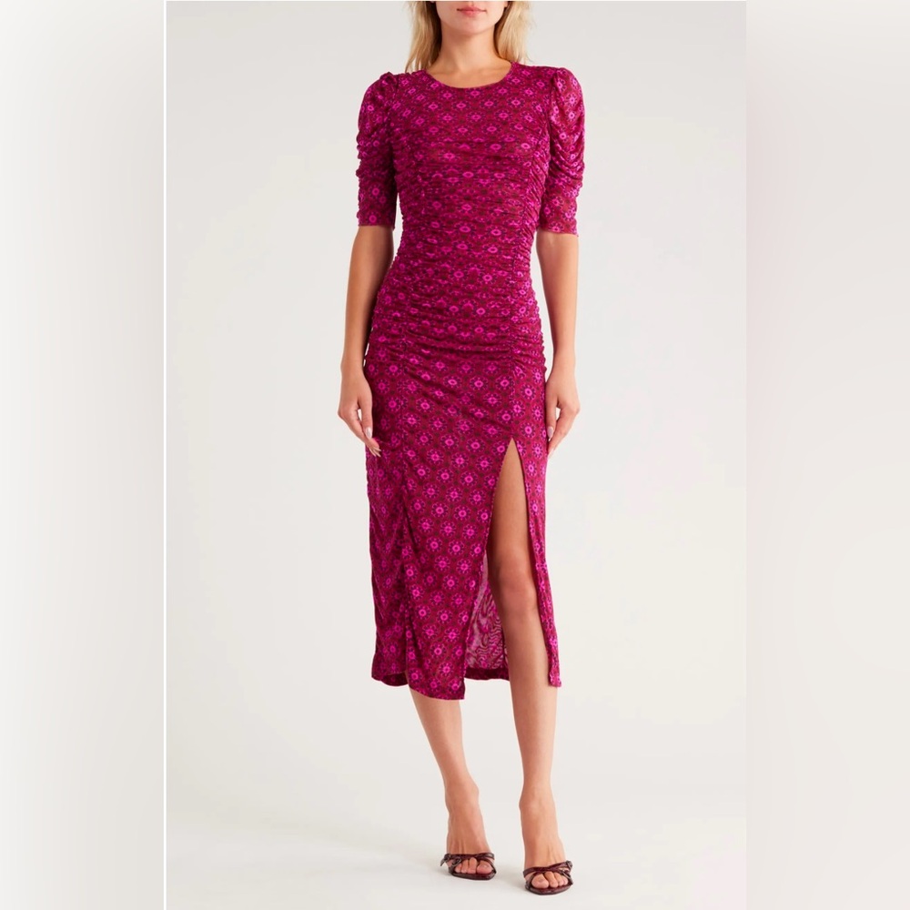 Free People Briella Floral Side Slit Midi Dress